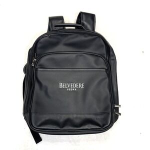Bugatti Belvedere Vodka Backpack Bookbag Black Leather Adjustable Shoulder Strap
